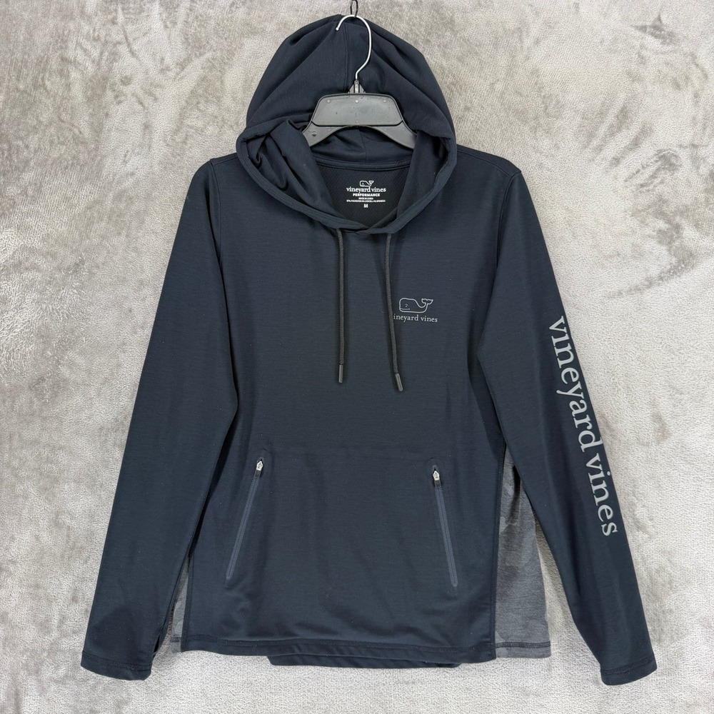 Vineyard Vines Performance Hoodie Mens Medium Black Pullover 2V0351 Activewear